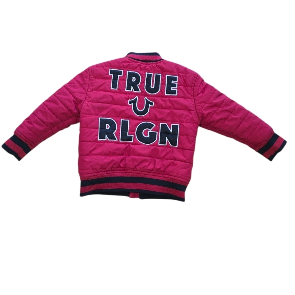 True Religion Red Puffer Quilted Jacket Unisex Size 2T - Picture 3 of 5